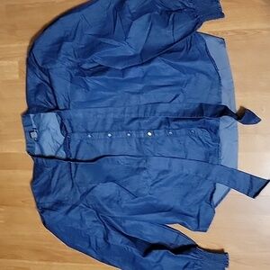 Chambray tie neck button down 3x